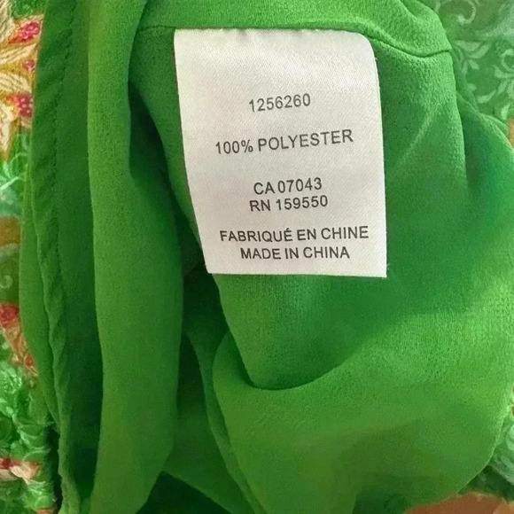 Joie green flowy blouse flower detail lined size medium sheer puff sleeve shirt - Picture 6 of 7